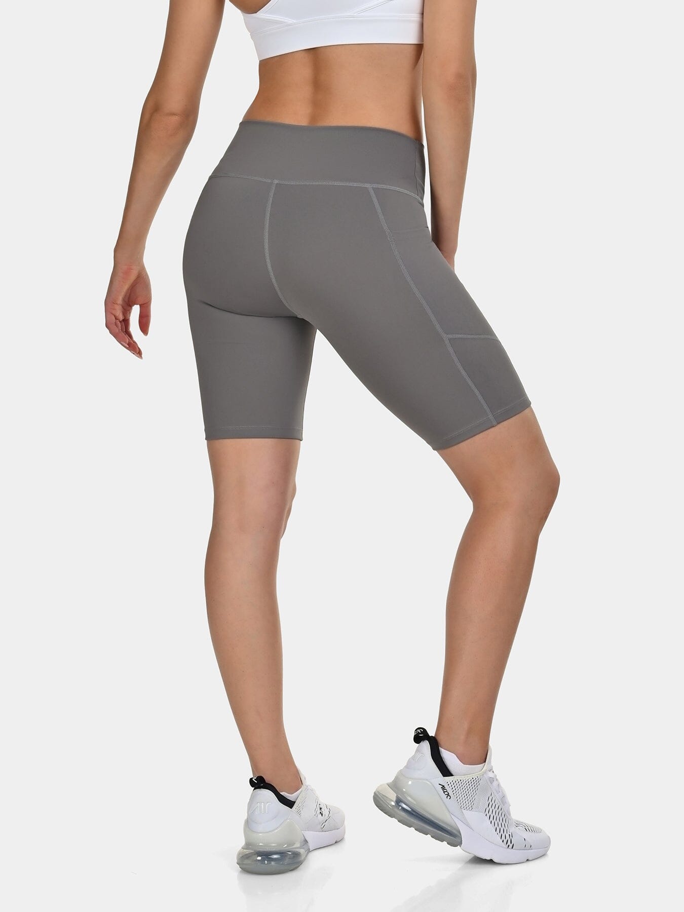 TCA Women's High Waisted Yoga Shorts – Tummy Control Buttery Soft Biker Shorts with 2 Open Side Pockets for Running, Gym, and Workout