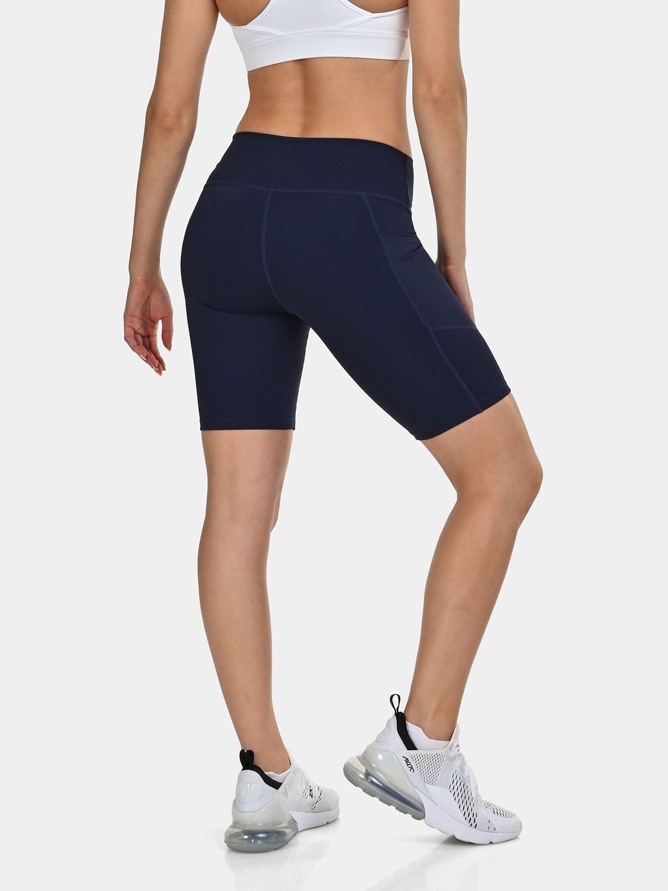 TCA Women's High Waisted Yoga Shorts – Tummy Control Buttery Soft Biker Shorts with 2 Open Side Pockets for Running, Gym, and Workout