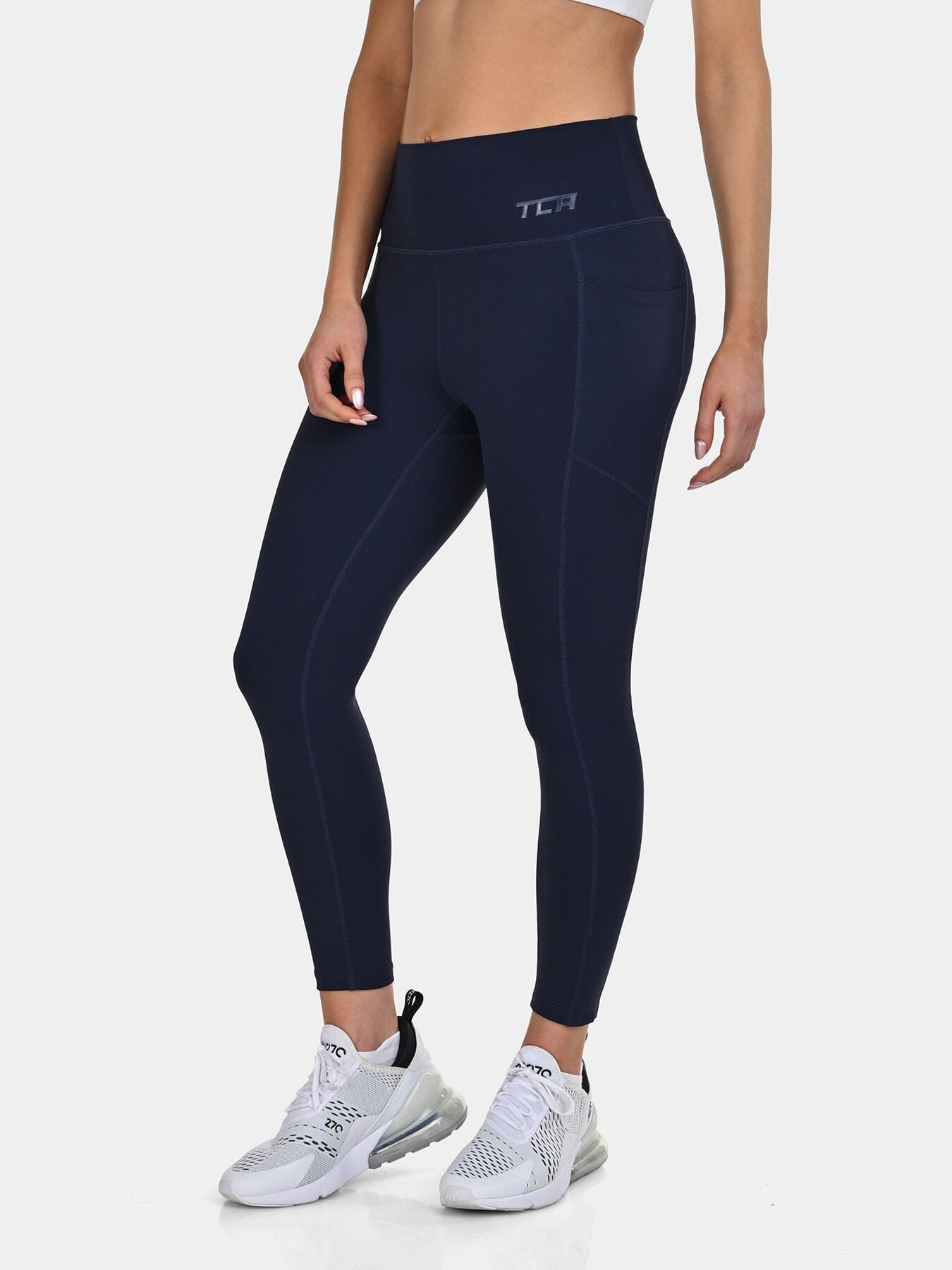 TCA Women's High Waisted 7/8 Leggings ā Tummy Control Buttery Soft Leggings with 2 Open Side Pockets for Running, Gym, and Workout
