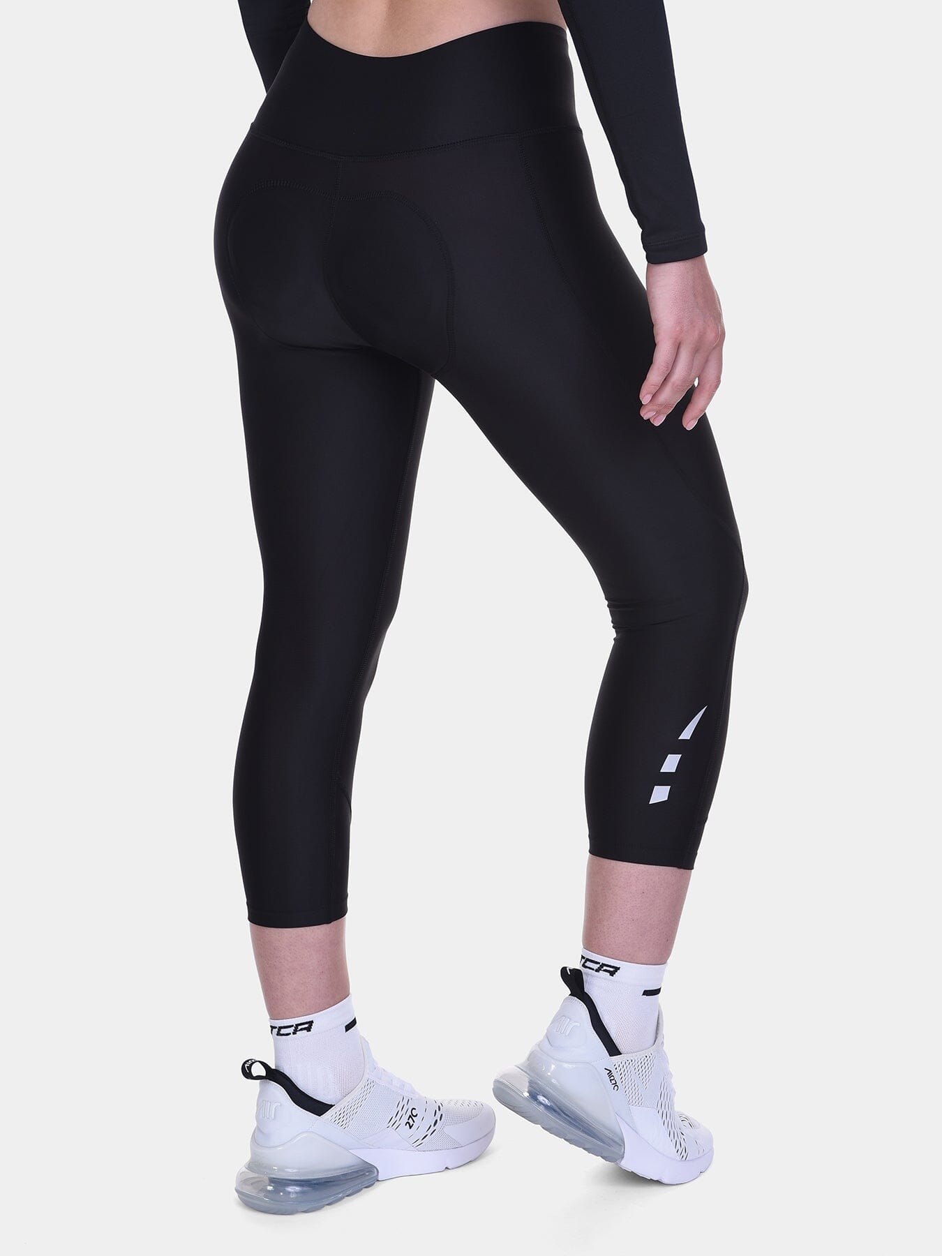 Padded Capri Cycling Leggings For Women With Reflective Strips & Side Pocket