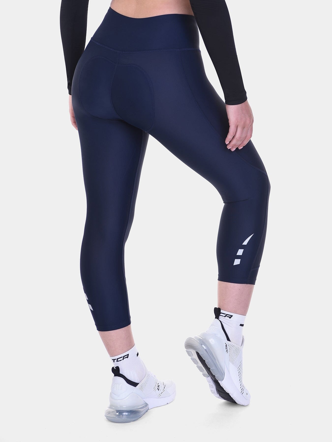 Padded Capri Cycling Leggings For Women With Reflective Strips & Side Pocket