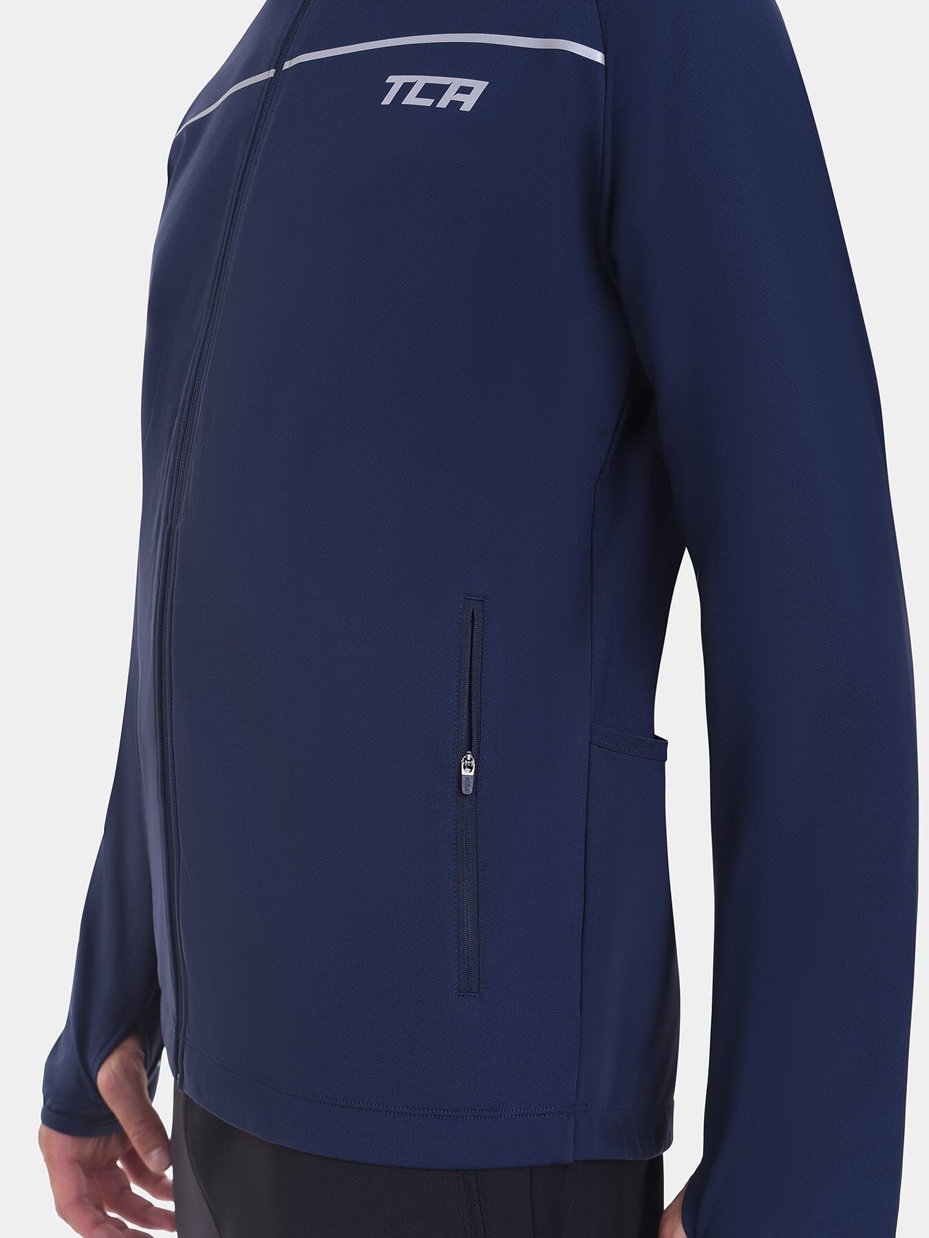 Thermal Cycling Jacket For Men With Thumbholes, Reflective Strips, Brushed Inner Fabric, Side & Internal Zip Pockets