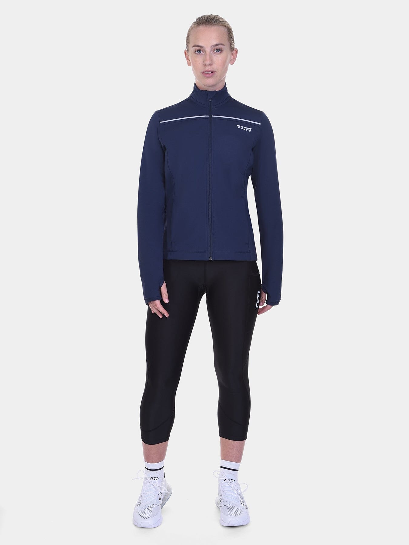 Thermal Cycling Jacket For Women With Thumbholes, Reflective Strips, Brushed Inner Fabric, Side & Internal Zip Pockets