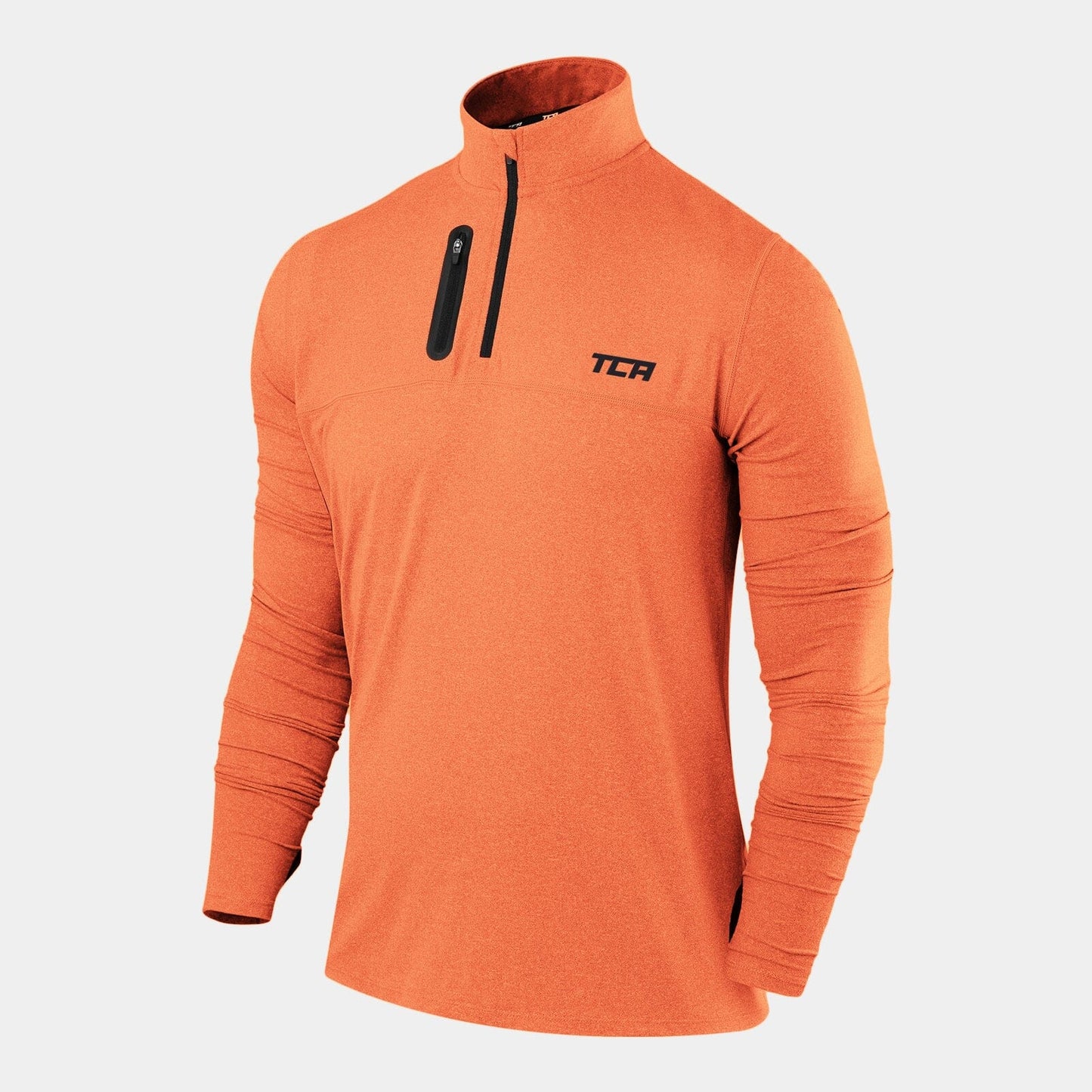 Fusion Half Zip Running Top For Men With Thumbholes & Chest Zip Pocket