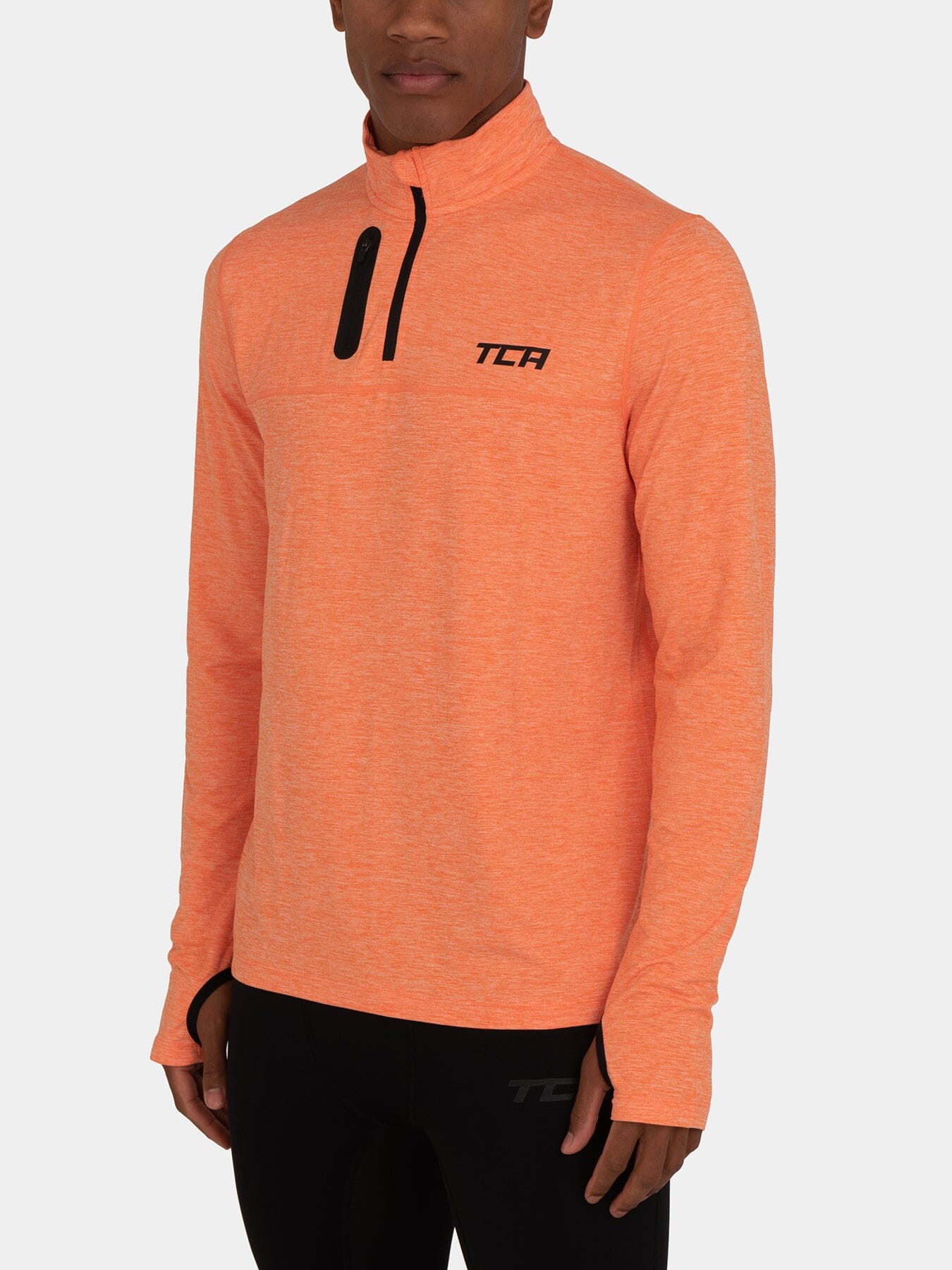 Fusion Half Zip Running Top For Men With Thumbholes & Chest Zip Pocket