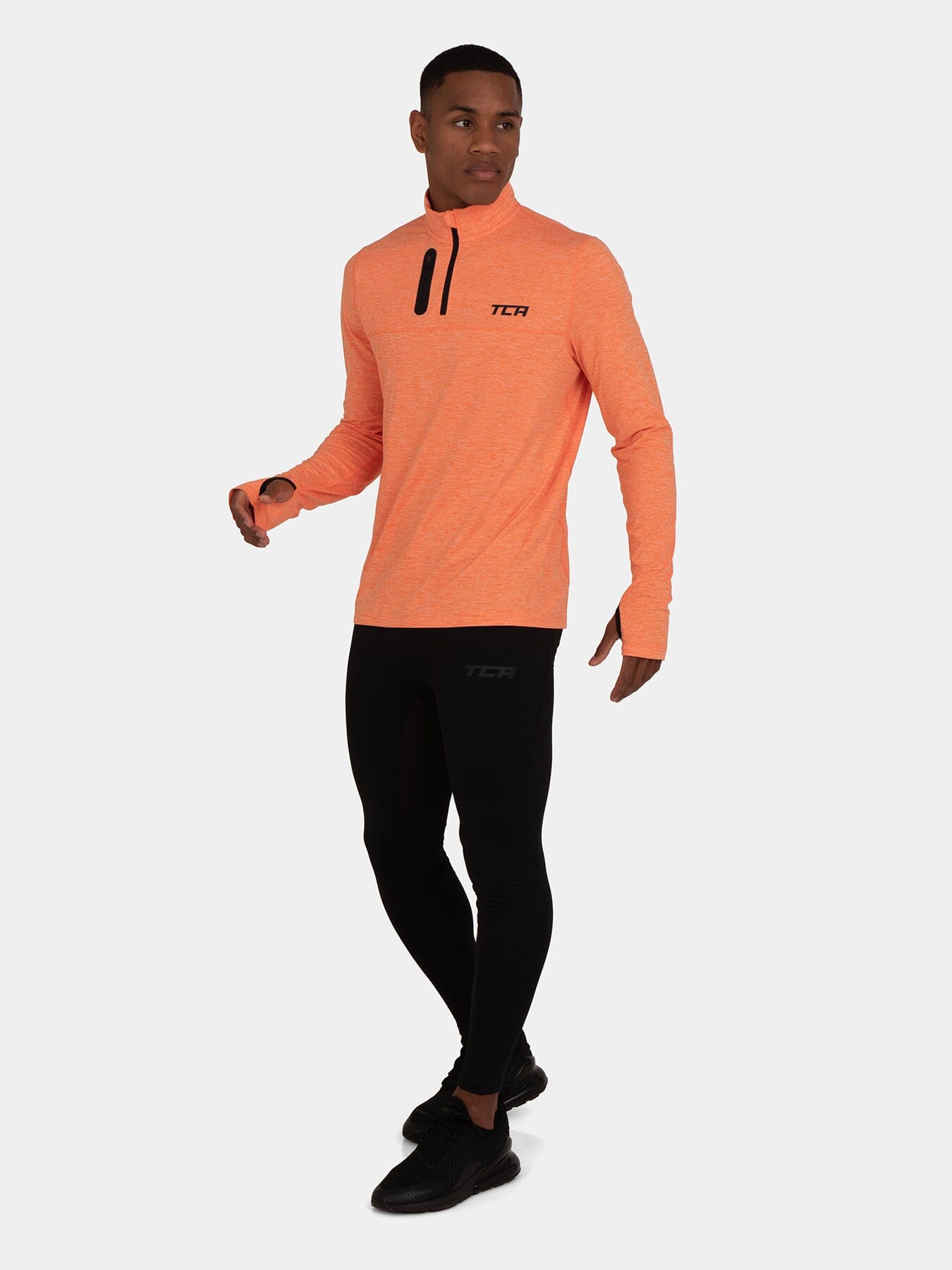 Fusion Half Zip Running Top For Men With Thumbholes & Chest Zip Pocket