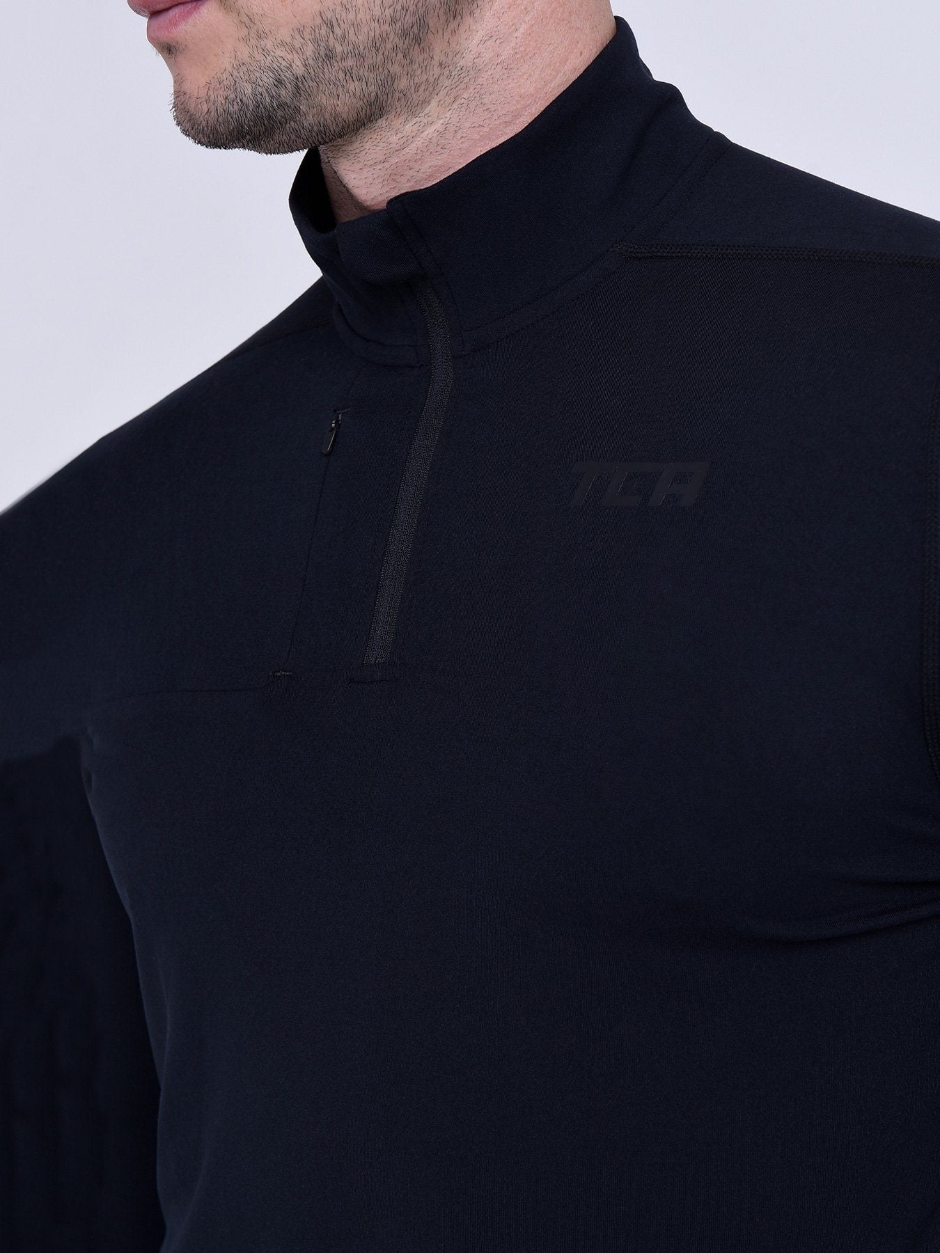 Fusion Half Zip Running Top For Men With Thumbholes & Chest Zip Pocket