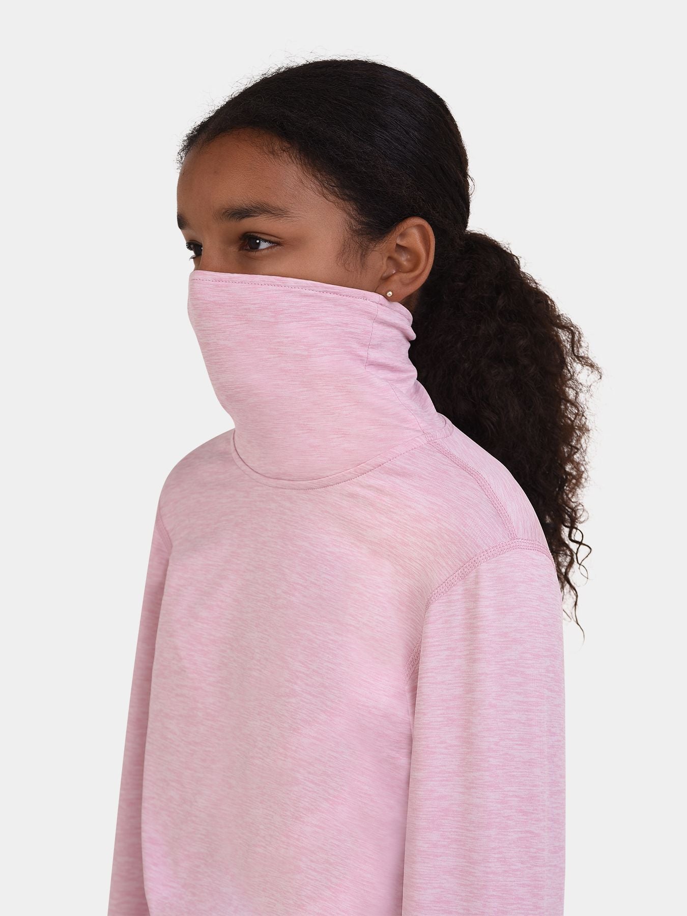 Warm-Up Thermal Long Sleeve Funnel Neck Top For Girls With Brushed Inner Fabric, Thumbholes & Reflective Strips