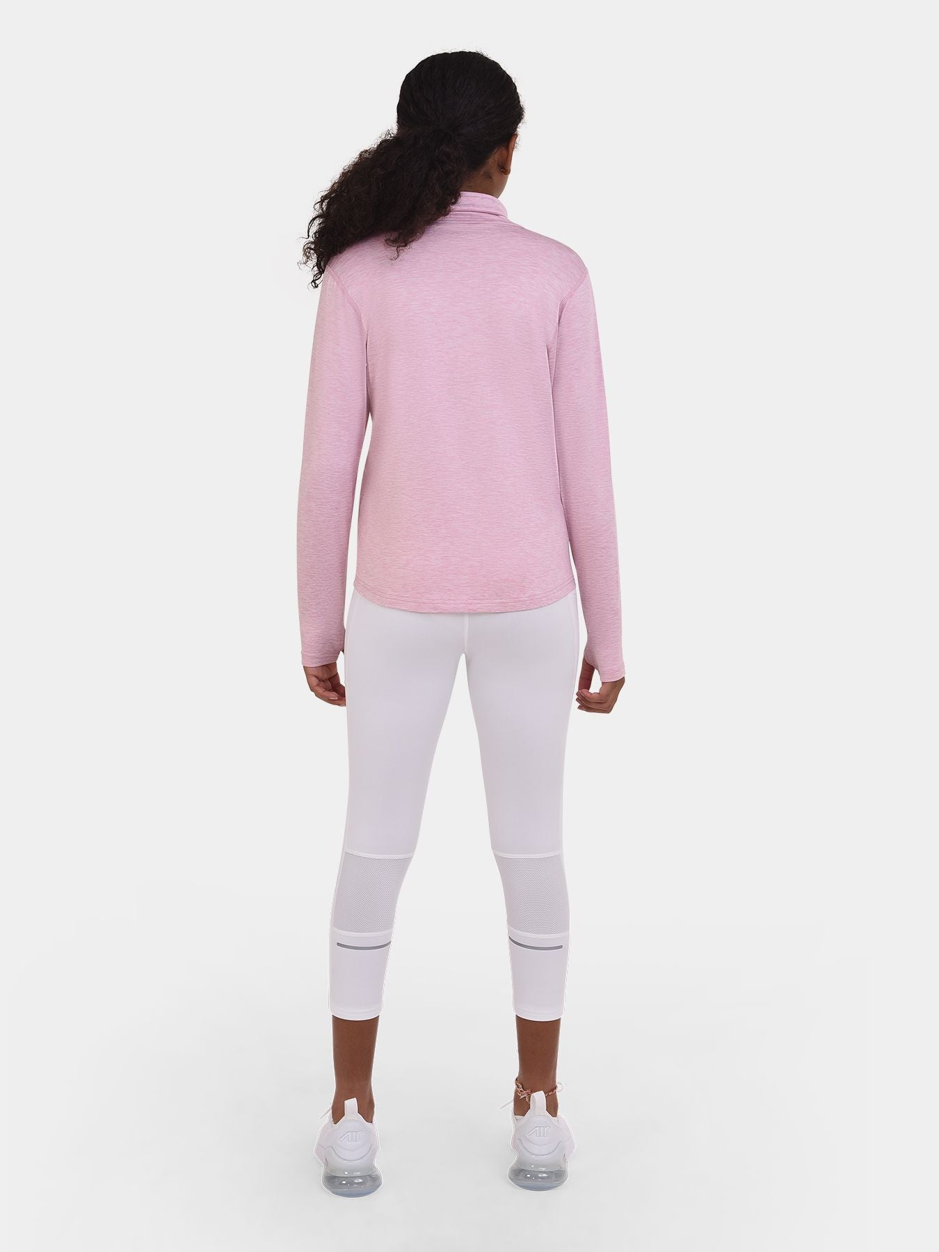 Warm-Up Thermal Long Sleeve Funnel Neck Top For Girls With Brushed Inner Fabric, Thumbholes & Reflective Strips