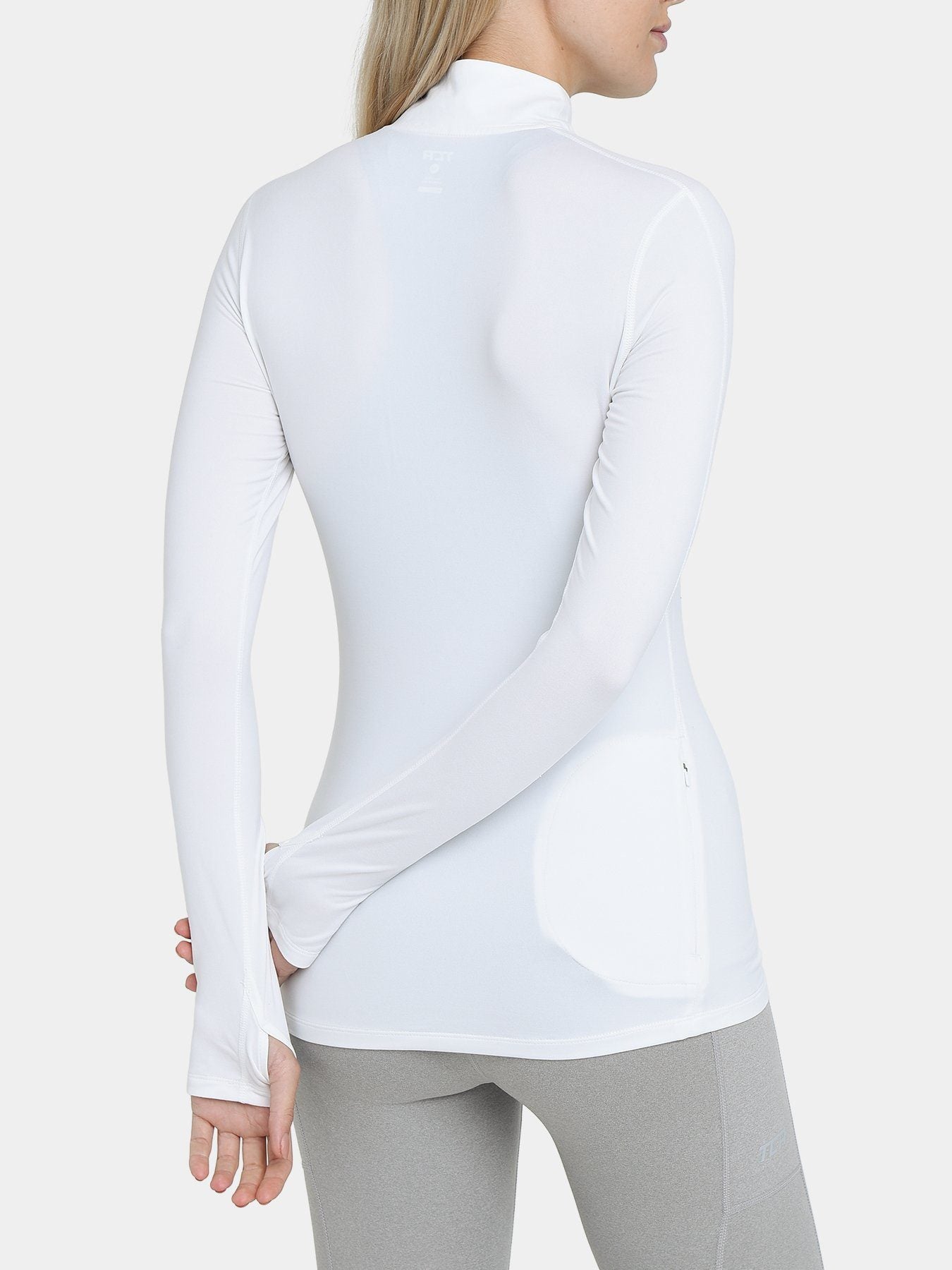 Fusion Half Zip Running Top For Women With Thumbholes & Back Zip Pocket